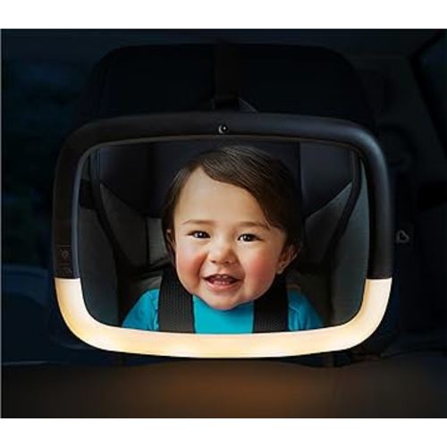 Amazon.com : Munchkin Baby Car Mirror for Rear Facing Car Seats, Night Light LED Pivot 360 Baby in-Sight Adjustable Auto Mirror, Black : Baby