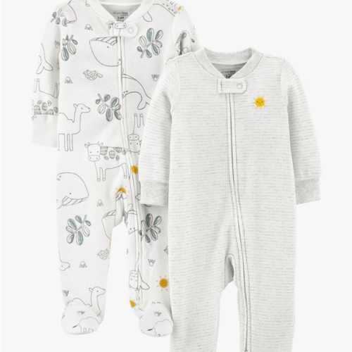 Simple Joys by Carter's Baby 2-Way Zip Thermal Footed Sleep and Play, Pack of 2