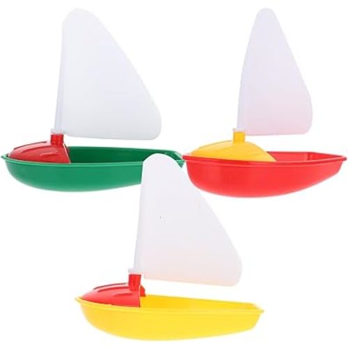 Toyvian 3PCS Toddler Bathtub Sailing Boats - Mini Boat Toys, Plastic Sailboat, Floating Row Swimming Pool Yacht for Kids