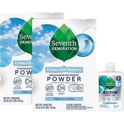 Seventh Generation Dishwasher Detergent Powder + Rinse Aid, Free & Clear