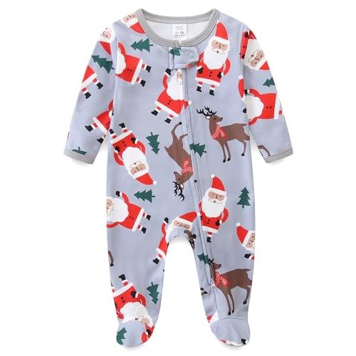 Baby Boy Girl Outfit First Christmas Footed Onesie Newborn Long Sleeve Romper Jumpsuit for Fall Winter Clothes