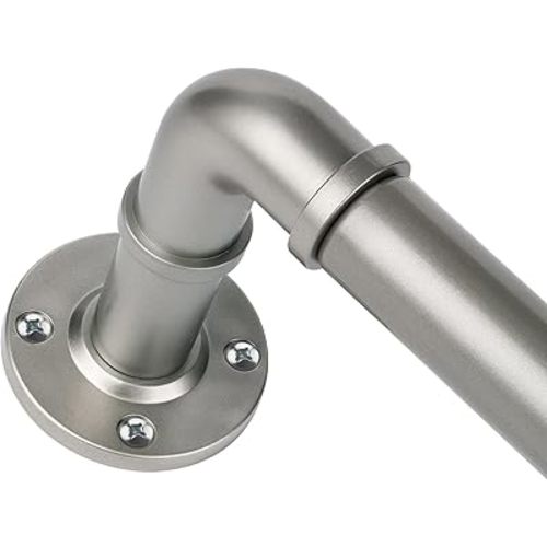 Curtain Rod 16 to 30 Inch, HOTOZON 1 Inch Heavy Duty Industrial Curtain Rods for Windows, Blackout Wrap Around Splicing Drapery Rods for Windows, Antique Silver