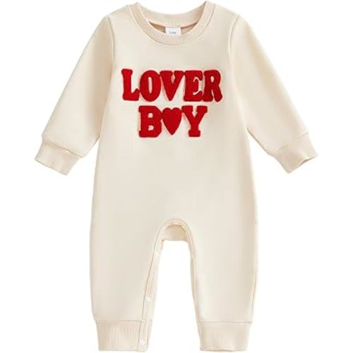Baby Boy Valentines Outfit Newborn Long Sleeve Onesie Letter Print One Piece Jumpsuit Romper Cute Spring Clothes