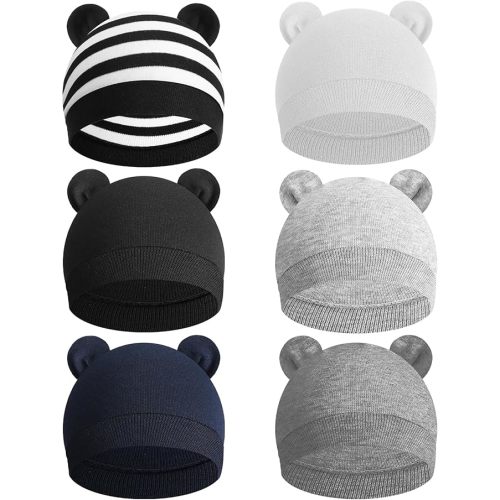 6 Pcs Baby Newborn Bear Ears Hats, Newborn Toddler Soft Beanie Hat