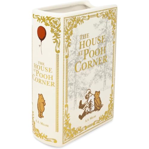 Steel Mill & Co Original Book-Shaped Decorative Vase, Ceramic Vases for Home Decor, Cute Bookshelf Decor, Unique Vase for Book Lovers (Large - The House at Pooh Corner)