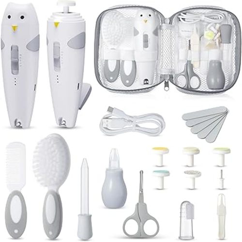 Lictin Baby Grooming Kit, 25 in 1 Baby Electric Nail Trimmer Set, Safe Baby Nail File with Auto Light, Baby Nail Kit Newborn Nursery Healthcare Kit, Portable Baby Care Kit for Infant Toddlers Boys Girls, Baby Registry Shower Gift