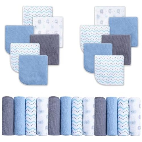Viviland Baby Washcloths, 24Pack Baby Wash Cloths for Newborn, Baby Towels and Infant Bath Face Washcloths for Boys Girls Super Soft Absorbent, Gentle on Sensitive Skin Body, 9x9 Dinosaur