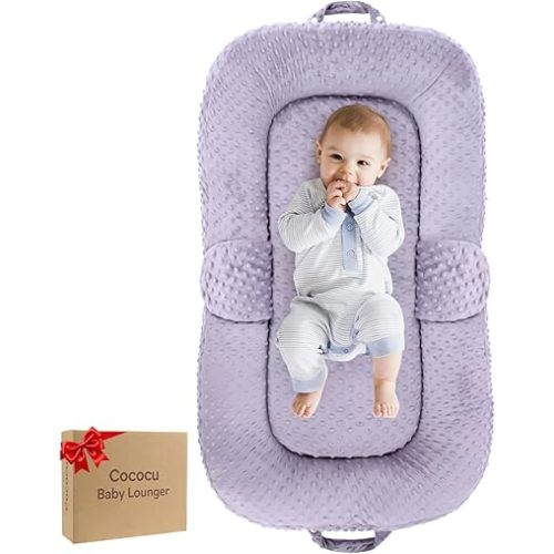 Baby Lounger,Baby Lounger for Newborn,0-24 Months,Foldable Soft Infant Lounger for Home and Travel,Baby Nest Lounger,Newborn Essentials,Multi-Use Portable lounger for Supervised Play&Tummy Time,Purple