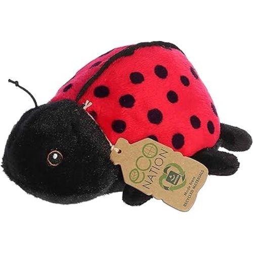 Aurora® Responsibly Made Eco Nation™ Eco Softies™ Ladybug Stuffed Animal - Ideal for Playtime Adventures - Perfect for Birthdays or Just Because - Red 6 Inches