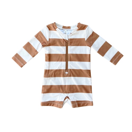 Toffee Stripe One-Piece Rashguard