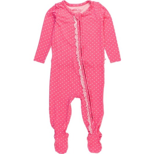 SoftSnooze Baby Girls Ruffle One Piece Footie Pajamas, 0-3M