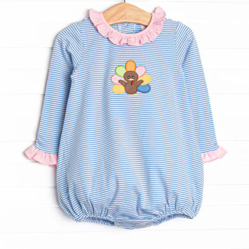 Shake Your Tail Feathers Applique Ruffle Bubble, Blue – Stitchy Fish