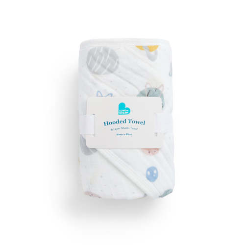 Hooded Towel Muslin White Rocket