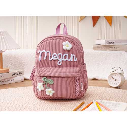 Personalized Corduroy Backpack, Custom Name Toddler Book Bag, Back to School Gifts