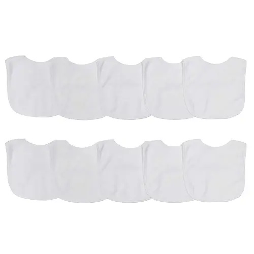 Neat Solutions 2-Ply Knit Terry Solid Color Feeder Bibs in White - 10 Count(Pack of 1)
