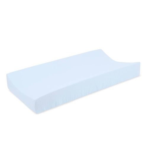 Blue Single Cotton Muslin Changing Pad Cover - Blue: Solid Pattern, 33" Length, 17" Width, 0.4 lb