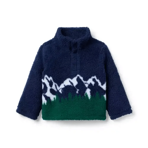 Boy Merchant Marine Mountain Scenic Sherpa Sweatshirt by Janie and Jack