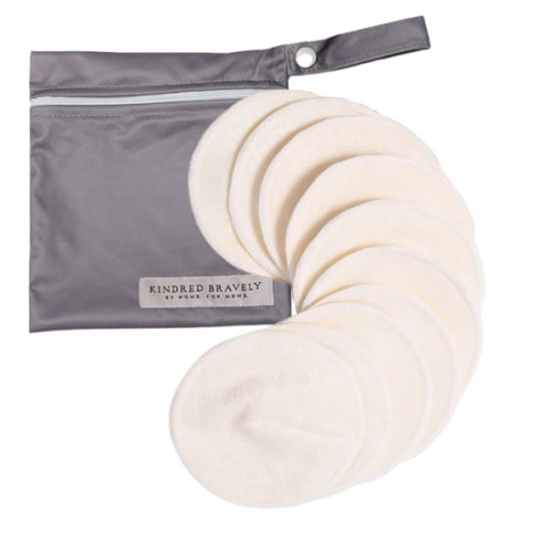 Kindred Bravely Organic Reusable Nursing Pads, Washable, for Breastfeeding & Leaking with Carry Bag, 10 Pack 4.5" D (Twilight Regular)