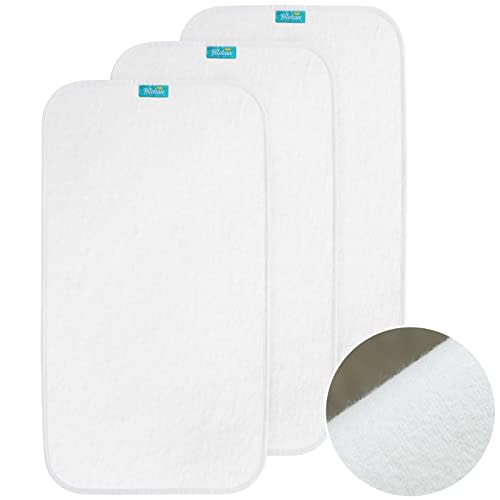 Changing Pad Liners Waterproof (3 Count), Flannel Portable & Durable Diaper Pads, White