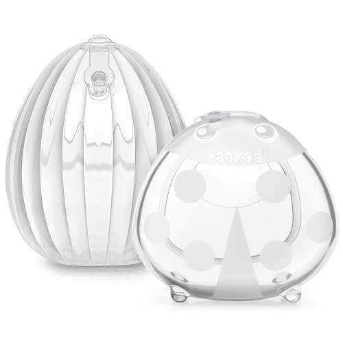 haakaa Milk Collector Set, Shell Pump & Milk Collector Combo - Hands-Free Wearable Breast Pump, Passive Breastmilk Catcher, Silicone Nipple Shields for Breastfeeding Mom,75ml /2.5oz