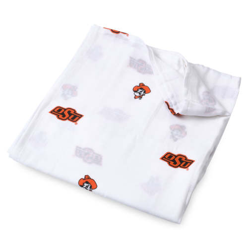 Oklahoma State Cowboys Swaddle Blanket | Official OSU Muslin Baby Swaddle 47x47 – Three Little Anchors