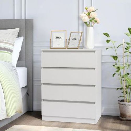 Karl Home 4-Drawer White Particle Board 23.62in. W Chest of Drawer