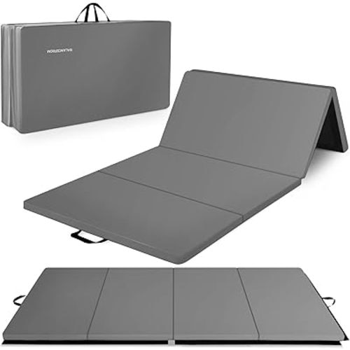 BalanceFrom Folding Gymnastics Mat, Thick Home Gym Floor Tumbling Equipment, Pink - Portable Exercise and Workout Pad for Pilates, Aerobics, and Martial Arts Fitness Training