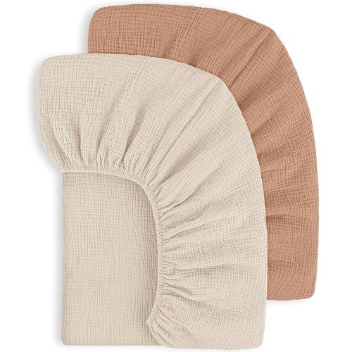 Susurration Muslin Crib Sheets 100% Cotton Baby Crib Sheets Fitted Standard Crib Mattress, Soft & Breathable Baby Sheets for Girls Boys (Hot Chocolate)