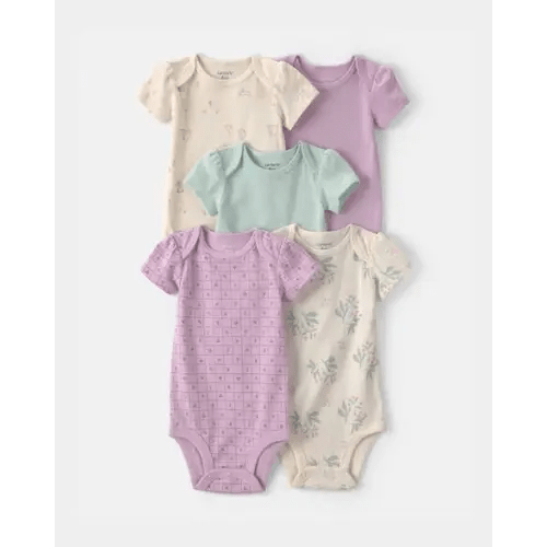 Baby Girl 5-Pack Floral Multipack Bodysuits - Purple/Green | Carter's