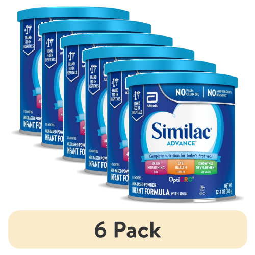 (6 pack) Similac Advance Powder Baby Formula With Iron, Has DHA & Lutein, 12.4-oz Can