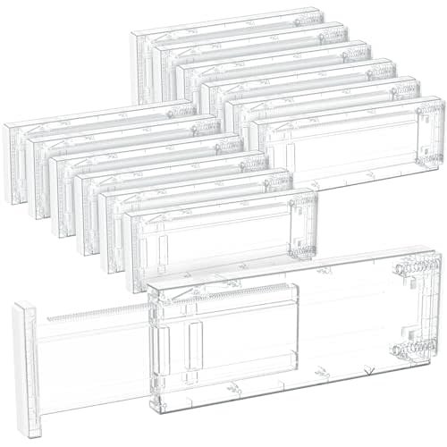 Lifewit Clear Drawer Dividers Adjustable Clothes Drawer Organizers, Expandable Drawer Separators, 12 Pack, 4" High/11-17 Long