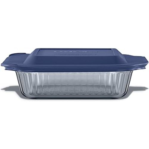 Pyrex Colors Tinted (8x8) Glass Baking Dish with BPA-Free Lid, Oblong Bakeware Glass Pan For Casserole & Lasagna, Dishwasher, Freezer, Microwave and Pre-Heated Oven Safe, Smoke