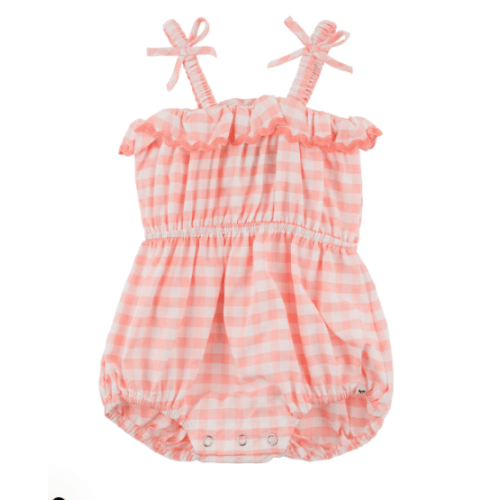 oh baby! Harriet Romper - Peach Checks