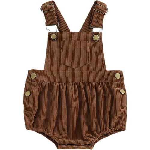 Honganda Infant Baby Boy Girl Corduroy Overalls Romper Sleeveless Straps Button Jumpsuit Unisex Baby Corduroy Overalls