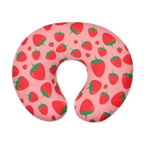 Cute Strawberry Pattern Nursing Pillow Cover for Baby Boy Girl Slipcover for Breastfeeding Pillows, Soft and Stretchy Safely Breastfeeding Pillow Cover Breathable and Washable