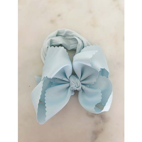 Powder Blue Headband with 5.5" Scalloped Bow