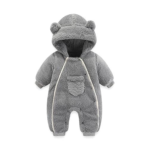 AiWMGL Newborn Baby Bear Onesie Outfit Suit Girls Boys Fleece Jumpsuit Romper Hooded Coat Winter Clothes Outwear Snowsuit