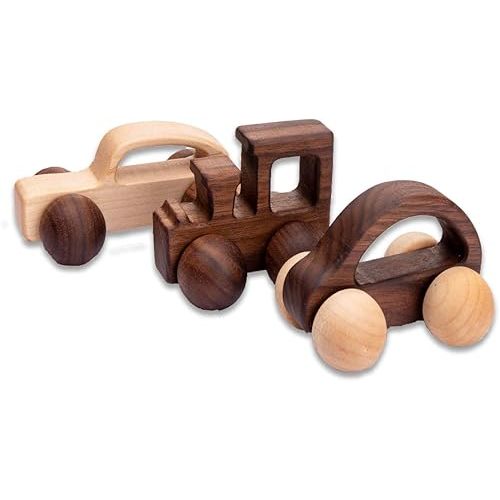 Wooden Rattle Toy Car Set 3PCS Baby Toy Skill Development Educational Toy Environmental Protection Toy Car