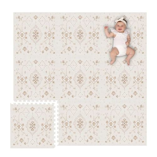 Lillefolk Foam Baby Play Mat – Interlocking Tiles for Kids | Non-Toxic Crawling Mat for Tummy Time, Toddlers & Infants – 6x6ft Vintage Design 9 Tiles