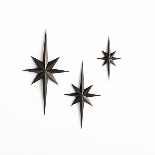 Mid Century Starburst Wall Decor, Dark Bronze North Star Celestial Art
