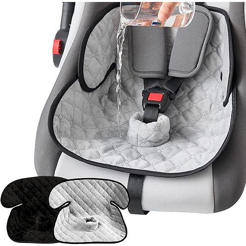 2 Pack Waterproof Piddle Pads Carseat Potty Training Car Seat Protector Waterproof Car Seat Liner Cover to Prevent Pee(Grey-1 Pack+Black-1 Pack)