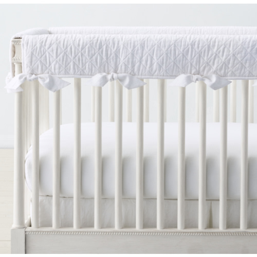 Washed Linen-Cotton Diamond Crib Rail Cover | RH Baby & Child