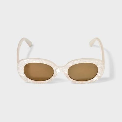 Girls' Thick Oval Sunglasses - Cat & Jack™ Ivory Marble