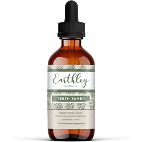 Earthley Wellness, Teeth Tamer, Natural Teething Relief, Soothes Drooling, Irritability and Pain Due to Teething or Toothaches, Pure, Organic Ingredients; Essential Oil-Free and Alcohol-Free (1 oz)