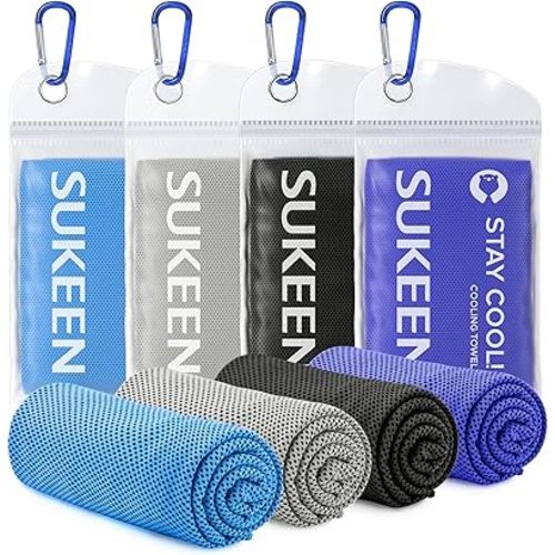 Sukeen [4 Pack] Cooling Towel (40"x12"),Ice Towel,Soft Breathable Chilly Towel,Microfiber Towel for Yoga,Sport,Running,Gym,Workout,Camping,Fitness,Workout & More Activities