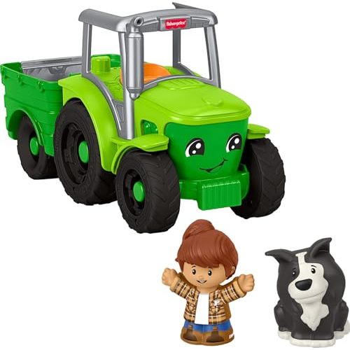 Fisher-Price Little People Toddler Toy Push & Play Tractor Push-Along Musical Farm Vehicle with 2 Figures for Pretend Play Kids Ages 1+ Years