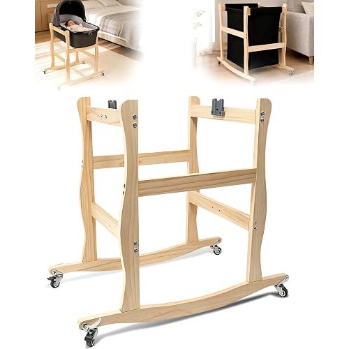 Movable Rocking Wooden Bassinet Stand