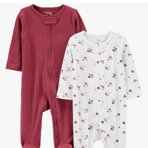Simple Joys by Carter's Unisex Baby 2-Pack 2-Way Zip Textured Sleep and Play