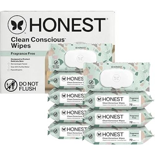 The Honest Company Unscented Wipes Over 99% Water Compostable Plant-Based Baby Hypoallergenic for Sensitive Skin EWG Verified Geo Mood 648 Count