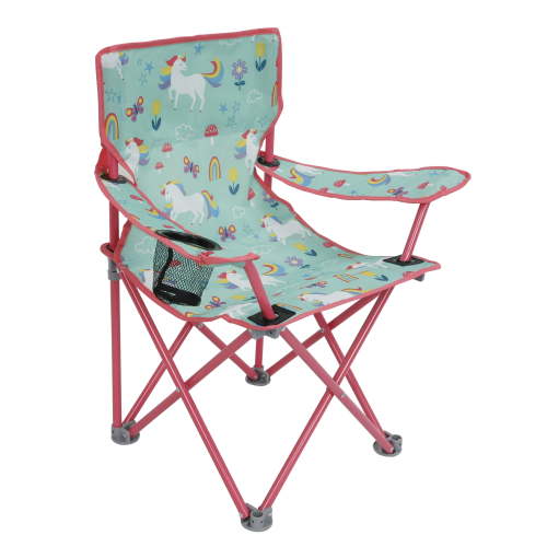 Crckt Kids Folding Camp Chair with Safety Lock, Unicorn Print, 125lb Capacity